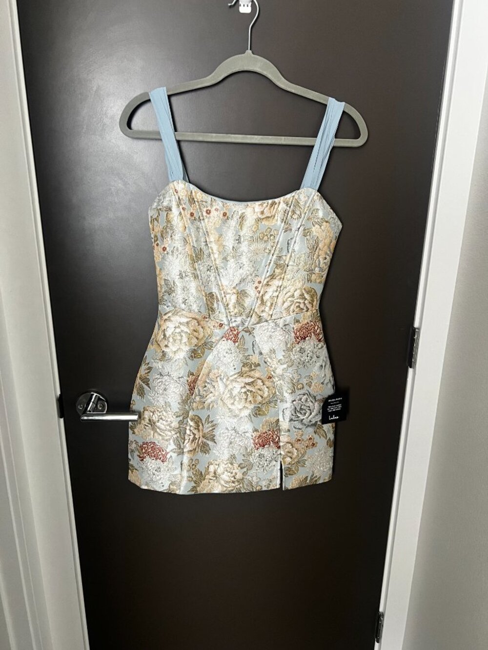 *NWT* Lulus Captivating Personality Light Blue Jacquard Bustier Mini Dress Small - Picture 5 of 6